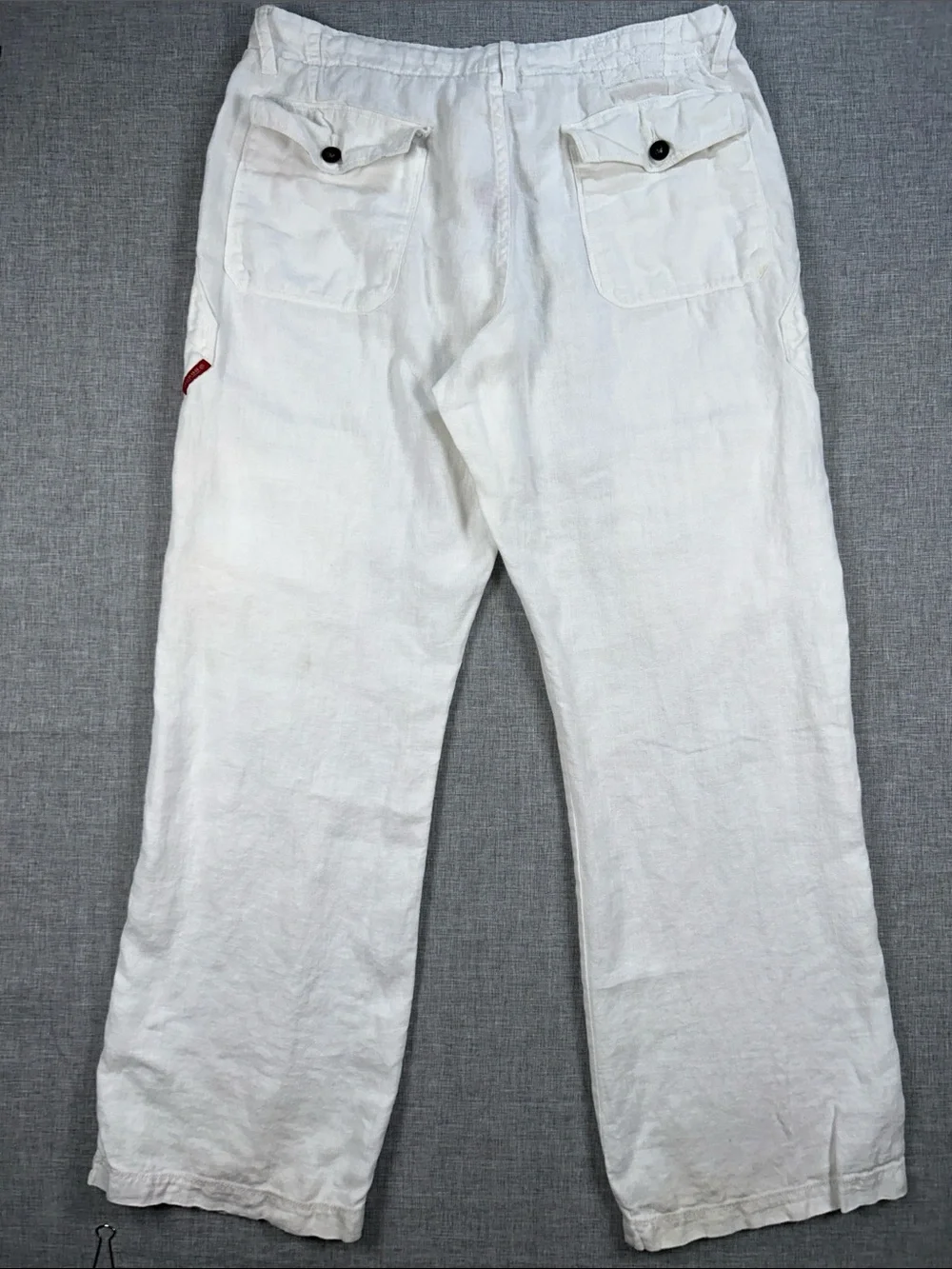 Guess Jeans Men’s 34x32 White Linen Cargo Pants Resort Beach Drawstring